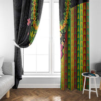 Hawaiian Independence Day Window Curtain Kanaka Maoli Symbols With Tapa Motifs and Tropical Plants LT03 - Polynesian Pride
