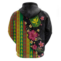 Hawaiian Independence Day Zip Hoodie Kanaka Maoli Symbols With Tapa Motifs and Tropical Plants LT03 - Polynesian Pride