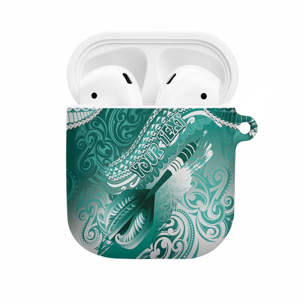 Personalised New Zealand Aotearoa Darts Masters AirPods Case Maori Art Tattoo with Tribal Dart Symbol Teal Color LT03 Teal - Polynesian Pride