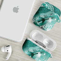 Personalised New Zealand Aotearoa Darts Masters AirPods Case Maori Art Tattoo with Tribal Dart Symbol Teal Color LT03 - Polynesian Pride