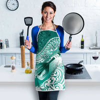 Personalised New Zealand Aotearoa Darts Masters Apron Maori Art Tattoo with Tribal Dart Symbol Teal Color LT03 - Polynesian Pride