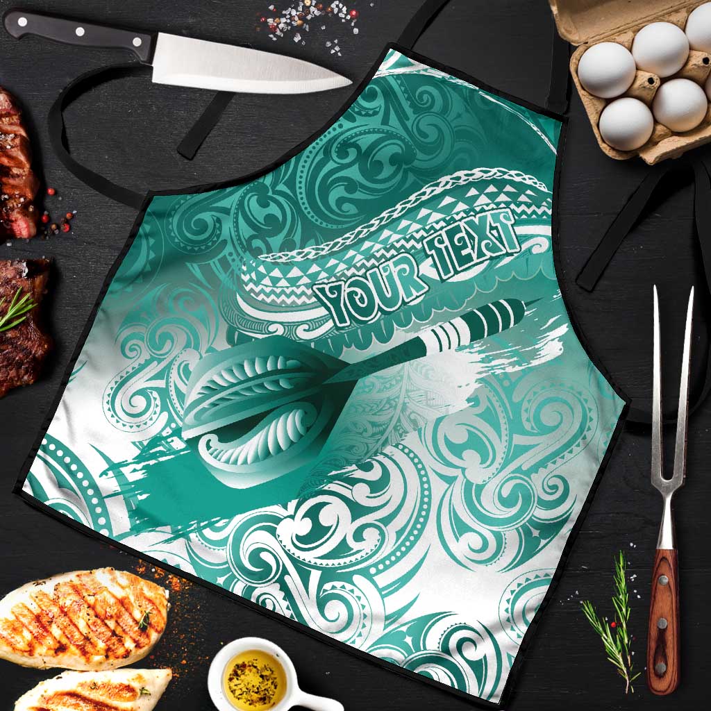 Personalised New Zealand Aotearoa Darts Masters Apron Maori Art Tattoo with Tribal Dart Symbol Teal Color LT03 Teal - Polynesian Pride
