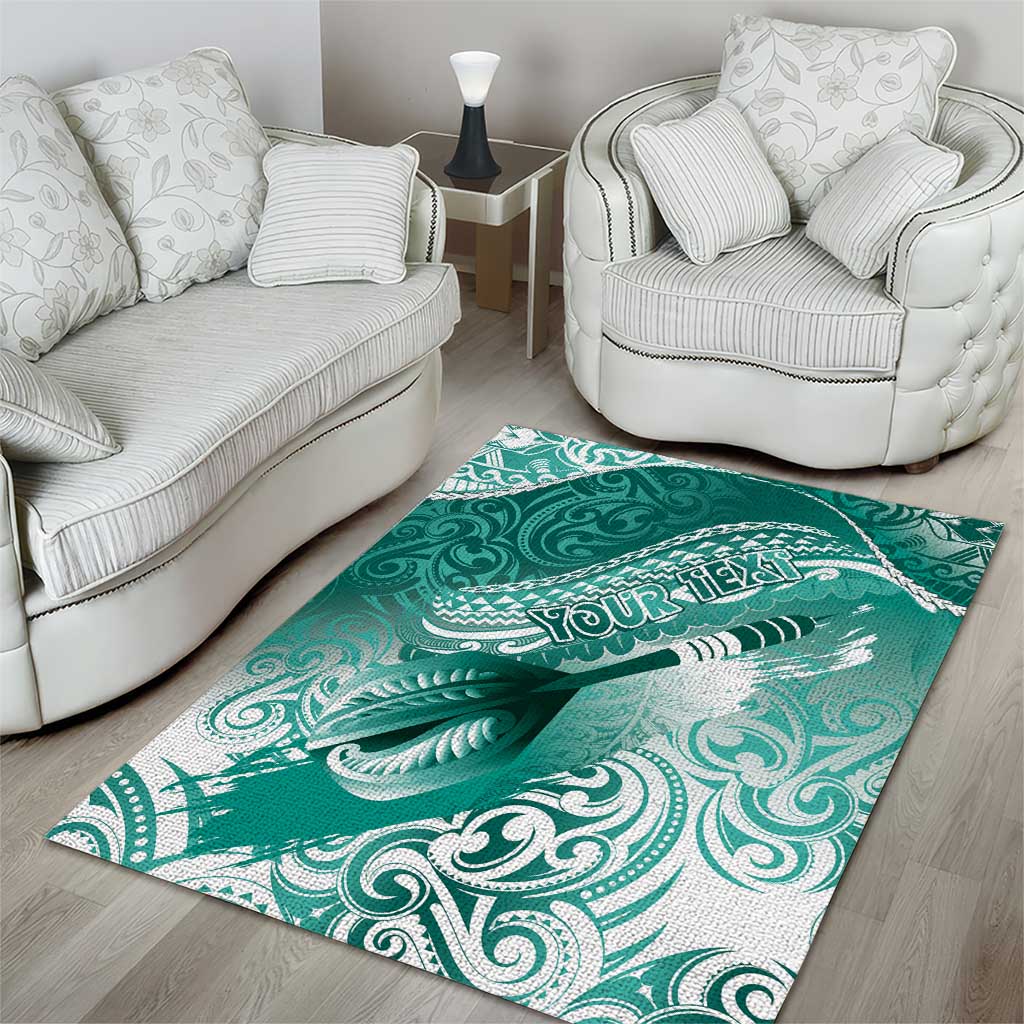 Personalised New Zealand Aotearoa Darts Masters Area Rug Maori Art Tattoo with Tribal Dart Symbol Teal Color - Polynesian Pride
