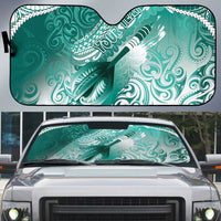 Personalised New Zealand Aotearoa Darts Masters Auto Sun Shade Maori Art Tattoo with Tribal Dart Symbol Teal Color LT03 Teal - Polynesian Pride