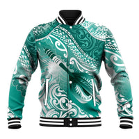 Personalised New Zealand Aotearoa Darts Masters Baseball Jacket Maori Art Tattoo with Tribal Dart Symbol Teal Color LT03 Unisex Teal - Polynesian Pride