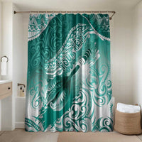 Personalised New Zealand Aotearoa Darts Masters Bathroom Set Maori Art Tattoo with Tribal Dart Symbol Teal Color LT03 Shower Curtain Only Teal - Polynesian Pride