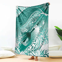 Personalised New Zealand Aotearoa Darts Masters Blanket Maori Art Tattoo with Tribal Dart Symbol Teal Color LT03 - Polynesian Pride
