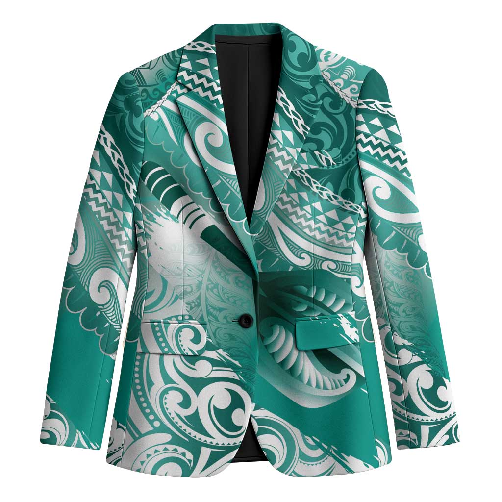 Personalised New Zealand Aotearoa Darts Masters Blazer Maori Art Tattoo with Tribal Dart Symbol Teal Color LT03 Unisex Teal - Polynesian Pride