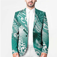 Personalised New Zealand Aotearoa Darts Masters Blazer Maori Art Tattoo with Tribal Dart Symbol Teal Color LT03 - Polynesian Pride