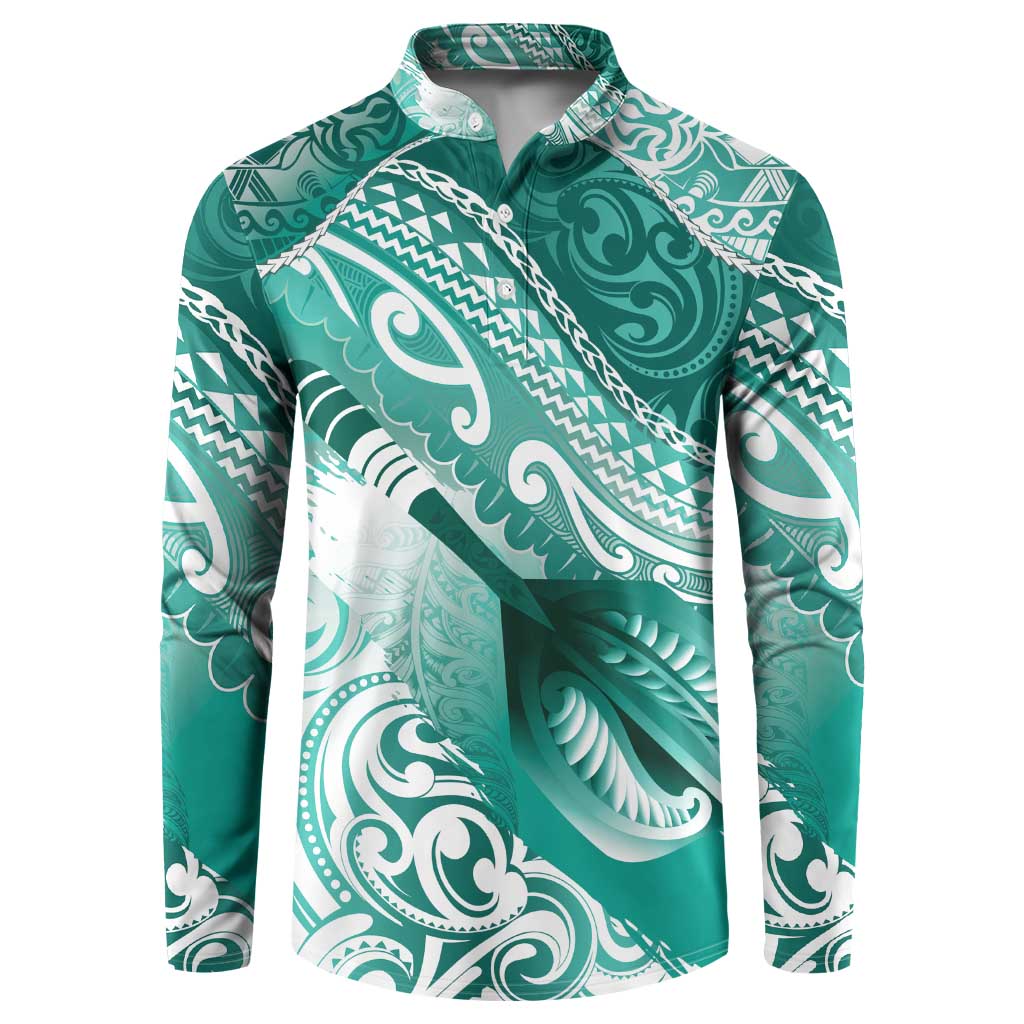 Personalised New Zealand Aotearoa Darts Masters Button Sweatshirt Maori Art Tattoo with Tribal Dart Symbol Teal Color LT03 Teal - Polynesian Pride