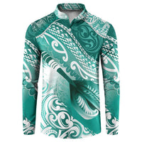 Personalised New Zealand Aotearoa Darts Masters Button Sweatshirt Maori Art Tattoo with Tribal Dart Symbol Teal Color LT03 Teal - Polynesian Pride