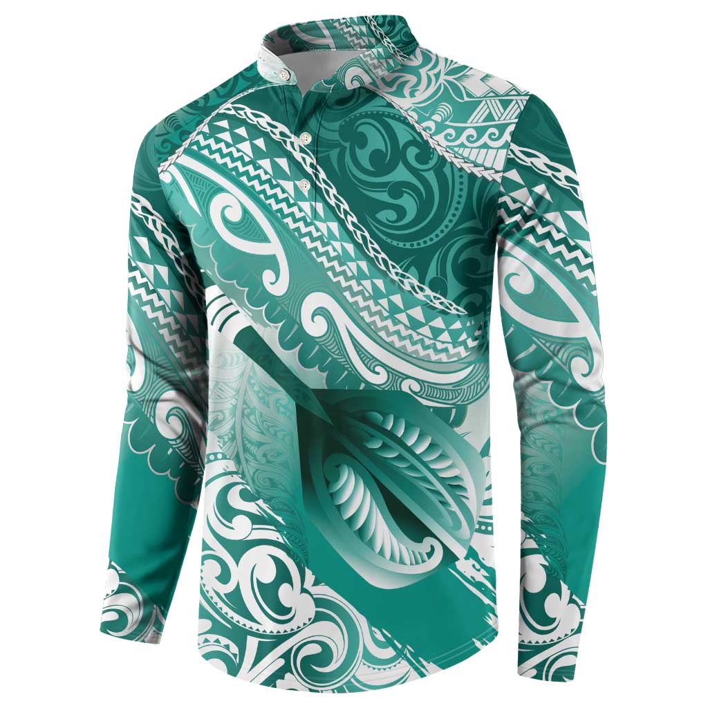Personalised New Zealand Aotearoa Darts Masters Button Sweatshirt Maori Art Tattoo with Tribal Dart Symbol Teal Color LT03 - Polynesian Pride