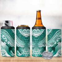 Personalised New Zealand Aotearoa Darts Masters 4 in 1 Can Cooler Tumbler Maori Art Tattoo with Tribal Dart Symbol Teal Color LT03 - Polynesian Pride