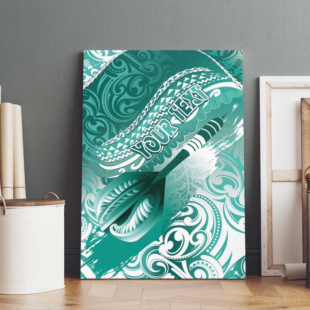 Personalised New Zealand Aotearoa Darts Masters Canvas Wall Art Maori Art Tattoo with Tribal Dart Symbol Teal Color LT03 - Polynesian Pride
