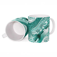 Personalised New Zealand Aotearoa Darts Masters Ceramic Mug Maori Art Tattoo with Tribal Dart Symbol Teal Color LT03 - Polynesian Pride