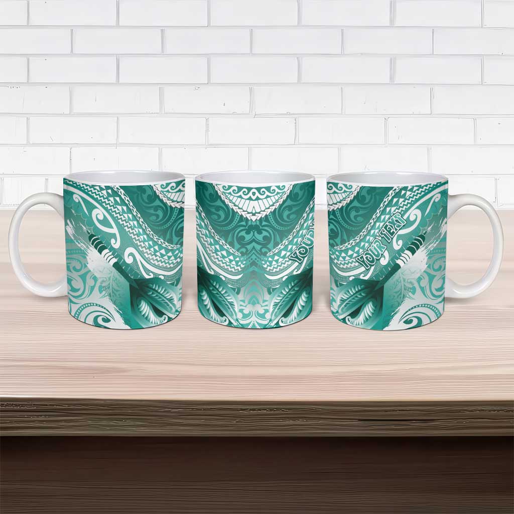 Personalised New Zealand Aotearoa Darts Masters Ceramic Mug Maori Art Tattoo with Tribal Dart Symbol Teal Color LT03 - Polynesian Pride