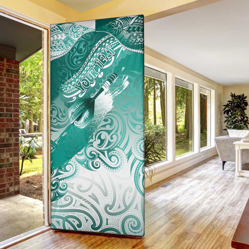 Personalised New Zealand Aotearoa Darts Masters Door Cover Maori Art Tattoo with Tribal Dart Symbol Teal Color LT03 - Polynesian Pride