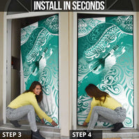 Personalised New Zealand Aotearoa Darts Masters Door Cover Maori Art Tattoo with Tribal Dart Symbol Teal Color LT03 - Polynesian Pride