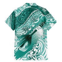 Personalised New Zealand Aotearoa Darts Masters Family Matching Mermaid Dress and Hawaiian Shirt Maori Art Tattoo with Tribal Dart Symbol Teal Color LT03 - Polynesian Pride