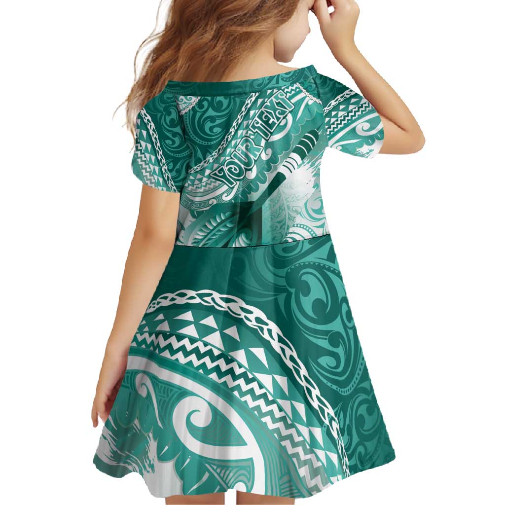 Personalised New Zealand Aotearoa Darts Masters Family Matching Off Shoulder Maxi Dress and Hawaiian Shirt Maori Art Tattoo with Tribal Dart Symbol Teal Color LT03 - Polynesian Pride