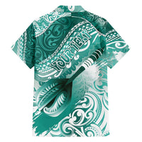 Personalised New Zealand Aotearoa Darts Masters Family Matching Off Shoulder Maxi Dress and Hawaiian Shirt Maori Art Tattoo with Tribal Dart Symbol Teal Color LT03 - Polynesian Pride