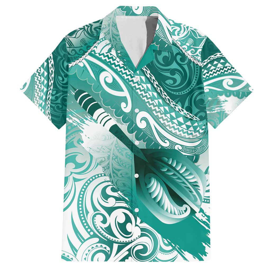 Personalised New Zealand Aotearoa Darts Masters Family Matching Puletasi and Hawaiian Shirt Maori Art Tattoo with Tribal Dart Symbol Teal Color LT03 Dad's Shirt - Short Sleeve Teal - Polynesian Pride