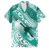 Personalised New Zealand Aotearoa Darts Masters Family Matching Puletasi and Hawaiian Shirt Maori Art Tattoo with Tribal Dart Symbol Teal Color LT03 Dad's Shirt - Short Sleeve Teal - Polynesian Pride