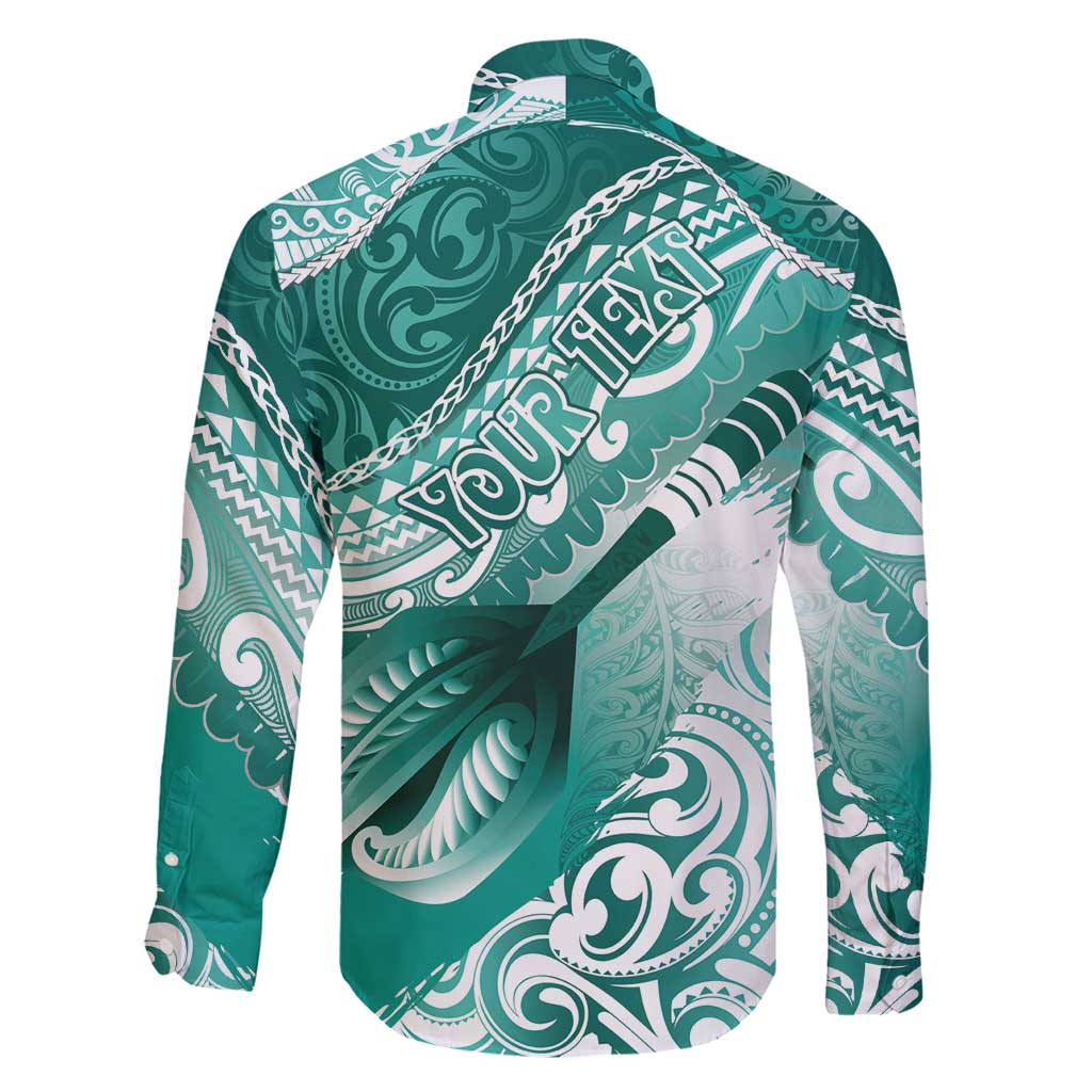 Personalised New Zealand Aotearoa Darts Masters Family Matching Summer Maxi Dress and Hawaiian Shirt Maori Art Tattoo with Tribal Dart Symbol Teal Color LT03 - Polynesian Pride