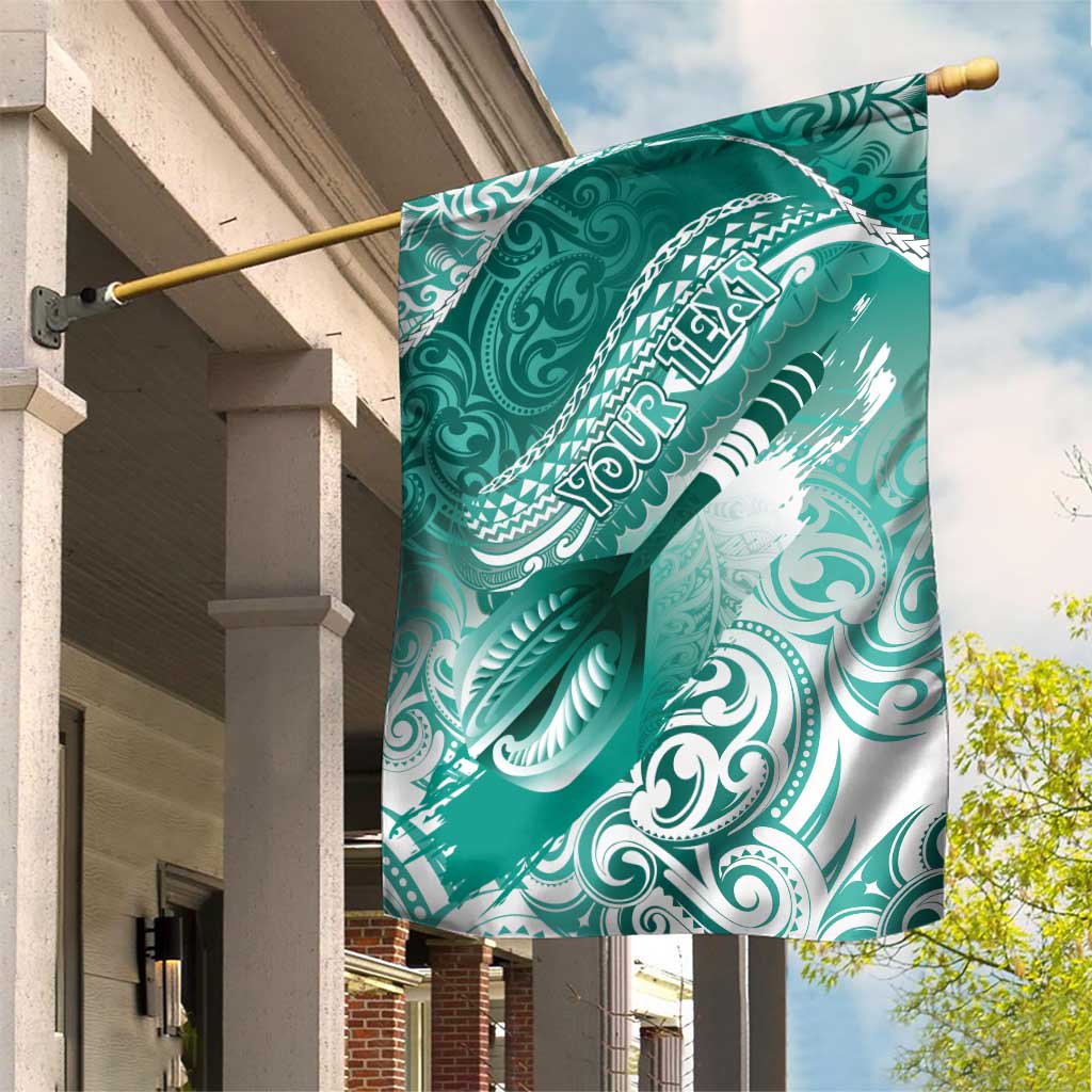 Personalised New Zealand Aotearoa Darts Masters Garden Flag Maori Art Tattoo with Tribal Dart Symbol Teal Color LT03 House Flag Teal - Polynesian Pride