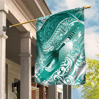 Personalised New Zealand Aotearoa Darts Masters Garden Flag Maori Art Tattoo with Tribal Dart Symbol Teal Color LT03 House Flag Teal - Polynesian Pride