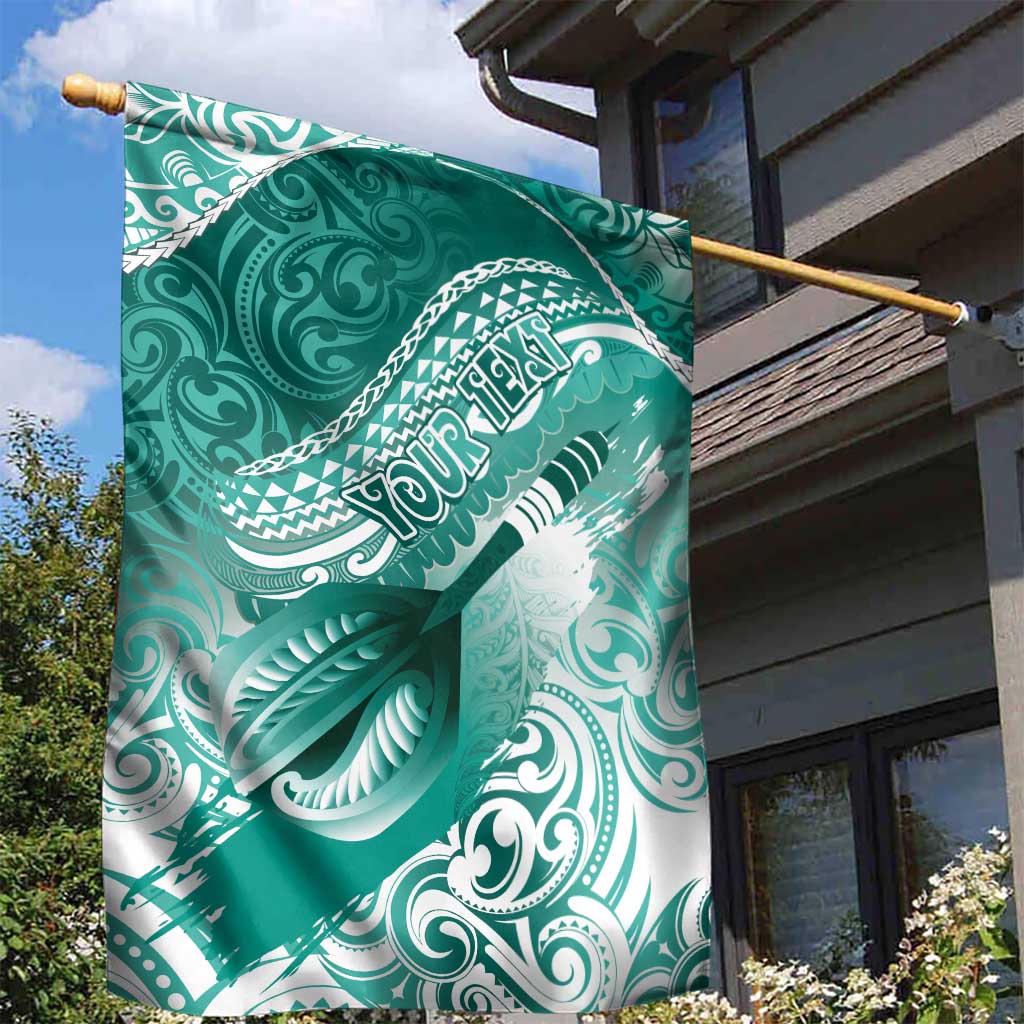 Personalised New Zealand Aotearoa Darts Masters Garden Flag Maori Art Tattoo with Tribal Dart Symbol Teal Color LT03 - Polynesian Pride
