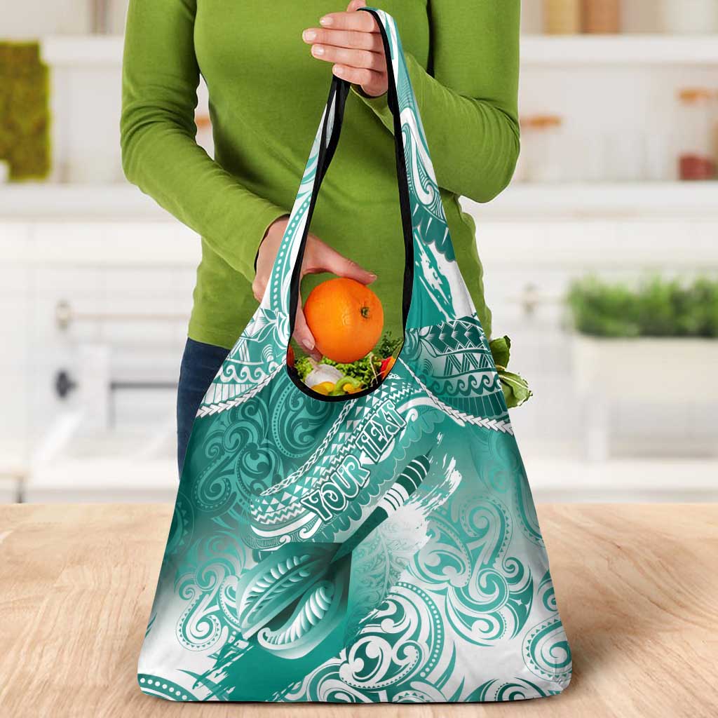 Personalised New Zealand Aotearoa Darts Masters Grocery Bag Maori Art Tattoo with Tribal Dart Symbol Teal Color LT03 - Polynesian Pride