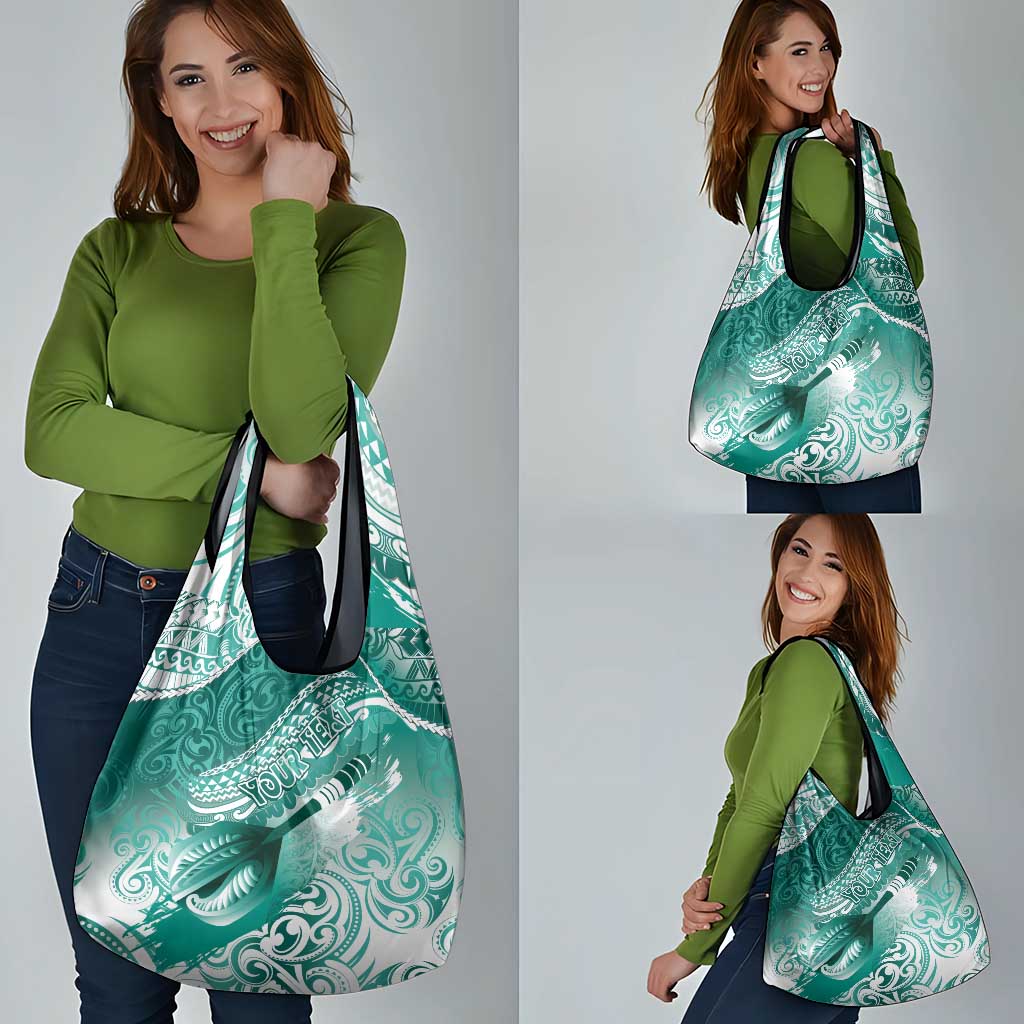 Personalised New Zealand Aotearoa Darts Masters Grocery Bag Maori Art Tattoo with Tribal Dart Symbol Teal Color LT03 - Polynesian Pride