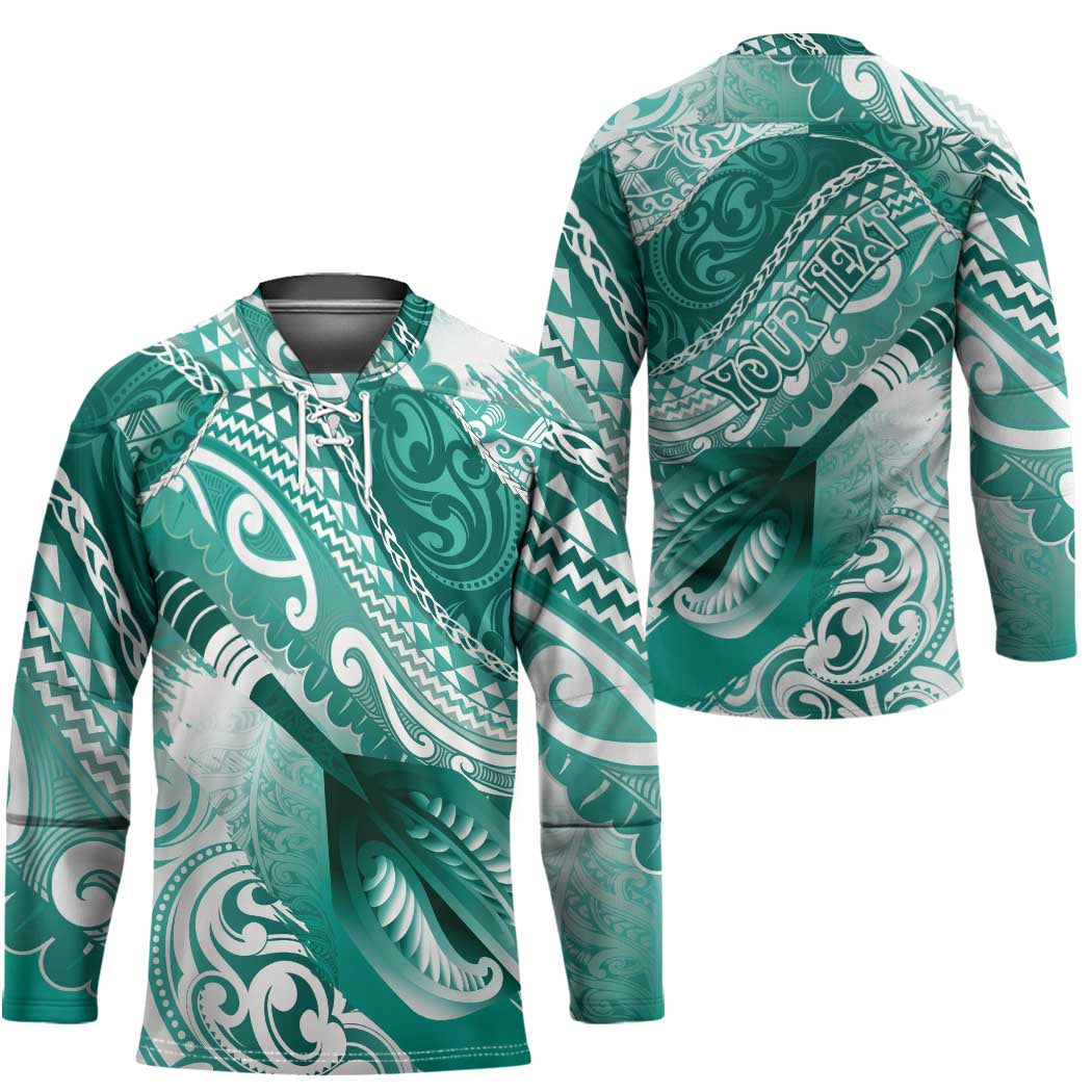 Personalised New Zealand Aotearoa Darts Masters Hockey Jersey Maori Art Tattoo with Tribal Dart Symbol Teal Color LT03 - Polynesian Pride