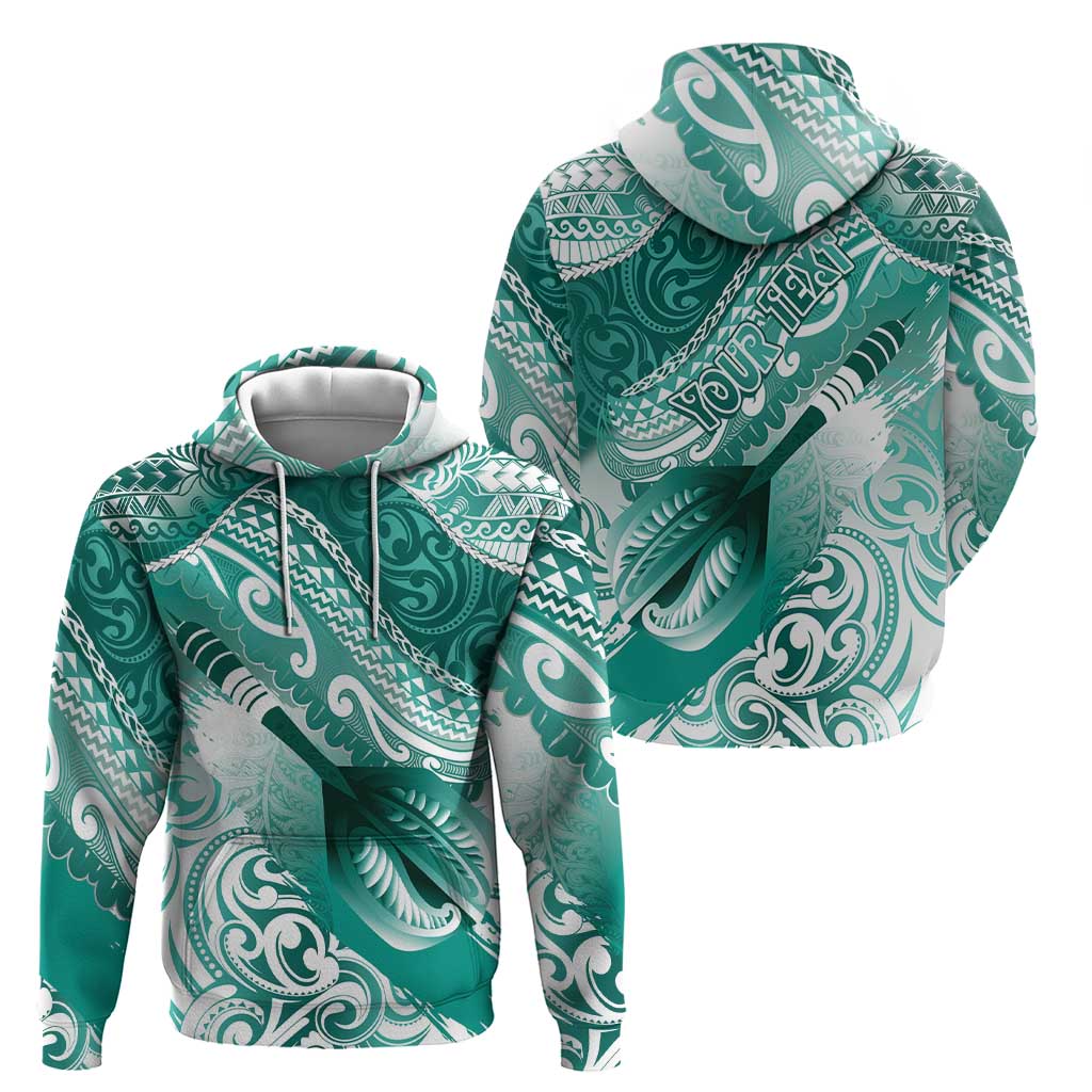 Personalised New Zealand Aotearoa Darts Masters Hoodie Maori Art Tattoo with Tribal Dart Symbol Teal Color - Polynesian Pride