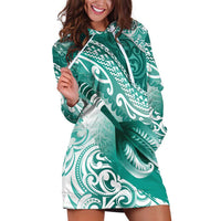 Personalised New Zealand Aotearoa Darts Masters Hoodie Dress Maori Art Tattoo with Tribal Dart Symbol Teal Color LT03 Teal - Polynesian Pride
