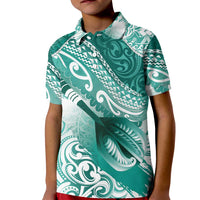 Personalised New Zealand Aotearoa Darts Masters Kid Polo Shirt Maori Art Tattoo with Tribal Dart Symbol Teal Color LT03 Kid Teal - Polynesian Pride