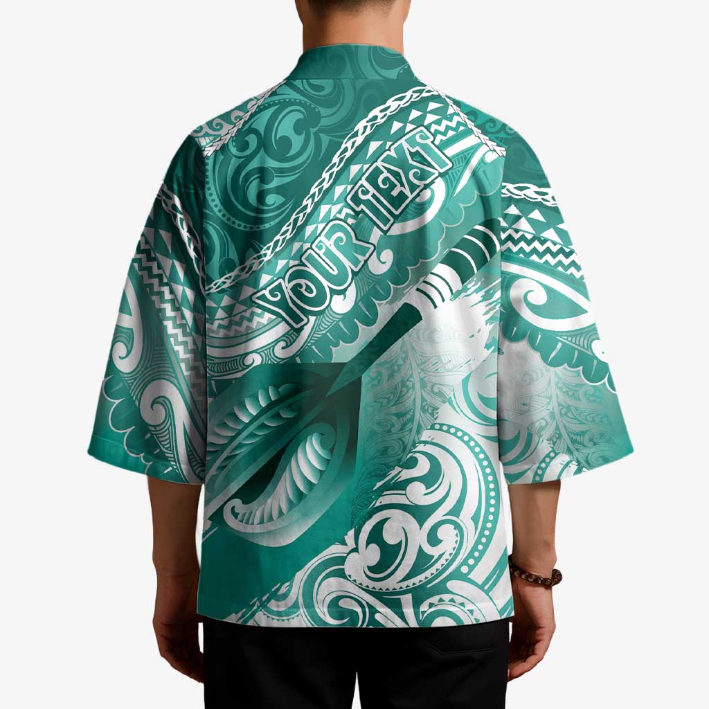 Personalised New Zealand Aotearoa Darts Masters Kimono Maori Art Tattoo with Tribal Dart Symbol Teal Color LT03 - Polynesian Pride