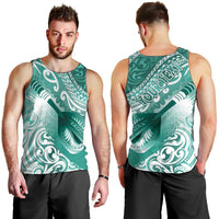 Personalised New Zealand Aotearoa Darts Masters Men Tank Top Maori Art Tattoo with Tribal Dart Symbol Teal Color LT03 - Polynesian Pride