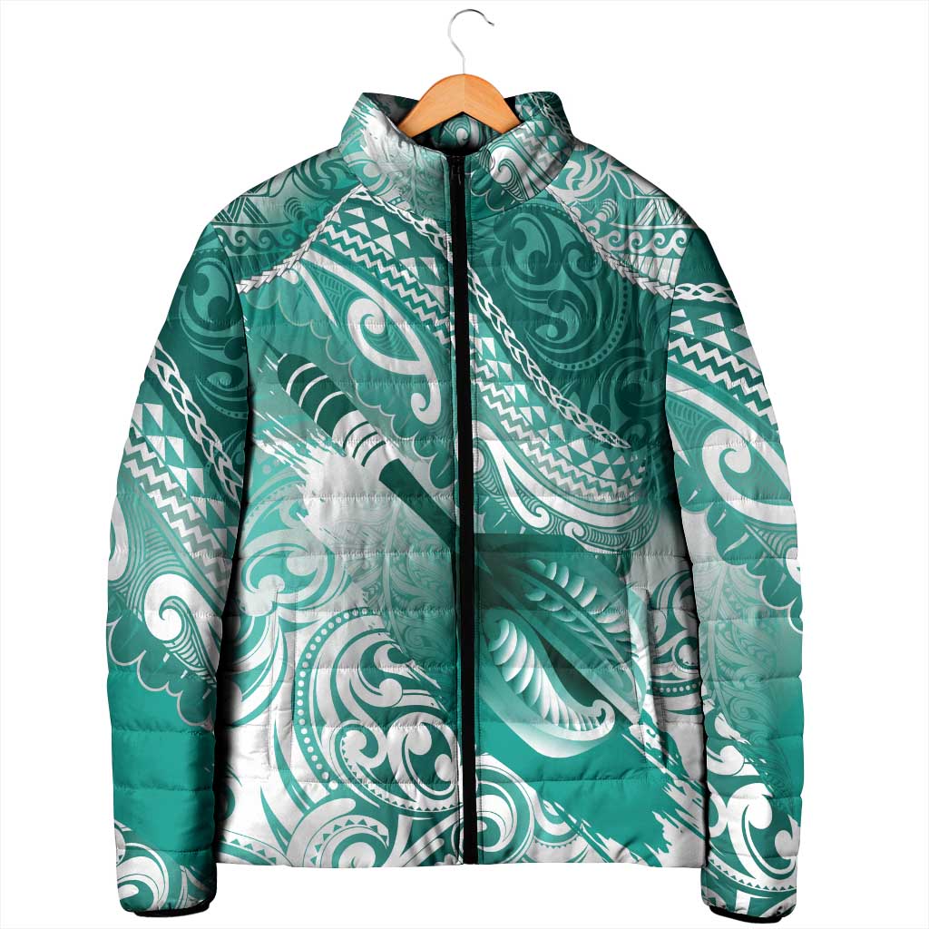 Personalised New Zealand Aotearoa Darts Masters Padded Jacket Maori Art Tattoo with Tribal Dart Symbol Teal Color LT03 - Polynesian Pride