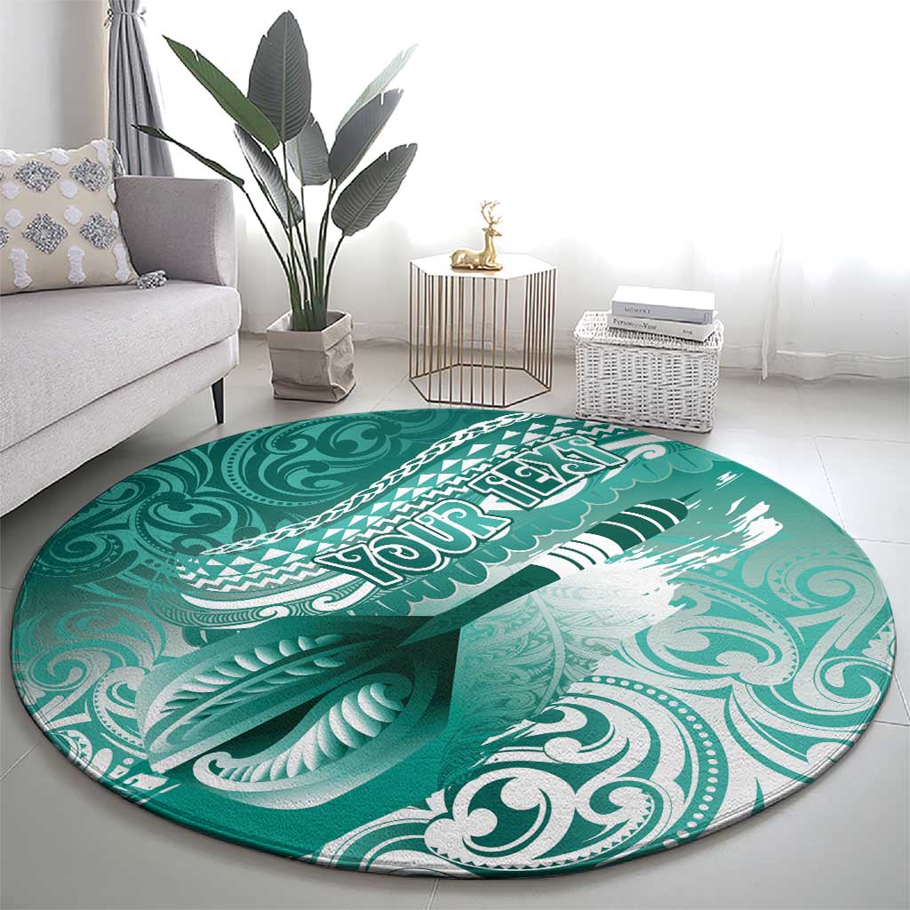 Personalised New Zealand Aotearoa Darts Masters Round Carpet Maori Art Tattoo with Tribal Dart Symbol Teal Color LT03 - Polynesian Pride