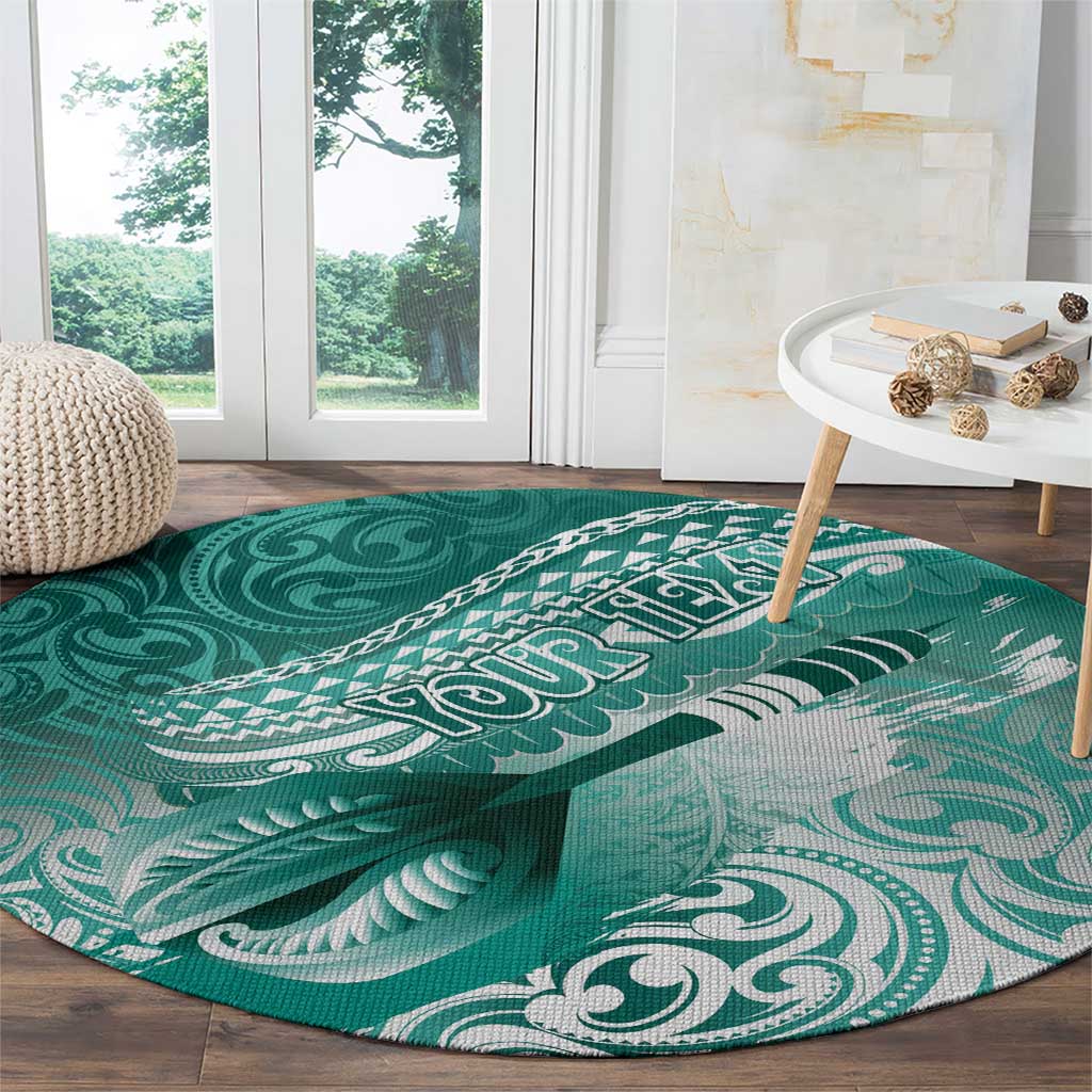 Personalised New Zealand Aotearoa Darts Masters Round Carpet Maori Art Tattoo with Tribal Dart Symbol Teal Color LT03 - Polynesian Pride