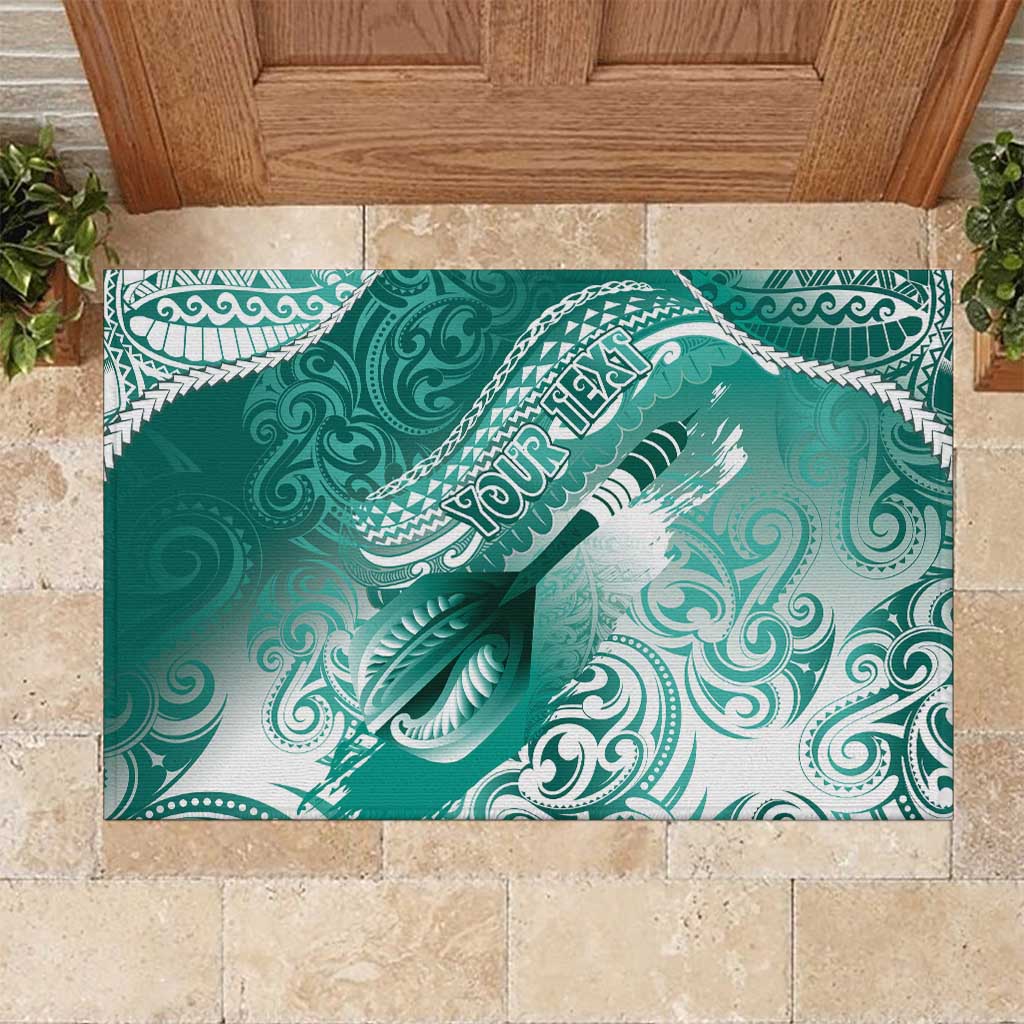 Personalised New Zealand Aotearoa Darts Masters Rubber Doormat Maori Art Tattoo with Tribal Dart Symbol Teal Color LT03 Teal - Polynesian Pride