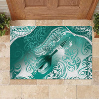 Personalised New Zealand Aotearoa Darts Masters Rubber Doormat Maori Art Tattoo with Tribal Dart Symbol Teal Color LT03 Teal - Polynesian Pride