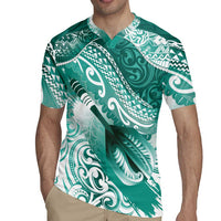 Personalised New Zealand Aotearoa Darts Masters Rugby Jersey Maori Art Tattoo with Tribal Dart Symbol Teal Color LT03 - Polynesian Pride