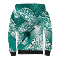Personalised New Zealand Aotearoa Darts Masters Sherpa Hoodie Maori Art Tattoo with Tribal Dart Symbol Teal Color LT03 - Polynesian Pride