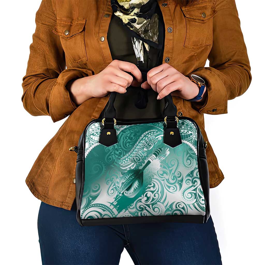 Personalised New Zealand Aotearoa Darts Masters Shoulder Handbag Maori Art Tattoo with Tribal Dart Symbol Teal Color LT03 - Polynesian Pride