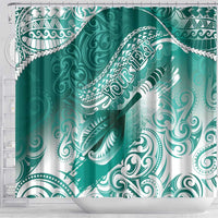 Personalised New Zealand Aotearoa Darts Masters Shower Curtain Maori Art Tattoo with Tribal Dart Symbol Teal Color LT03 - Polynesian Pride