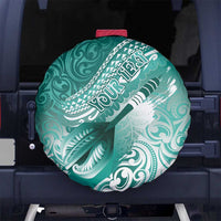 Personalised New Zealand Aotearoa Darts Masters Spare Tire Cover Maori Art Tattoo with Tribal Dart Symbol Teal Color LT03 No hole Teal - Polynesian Pride