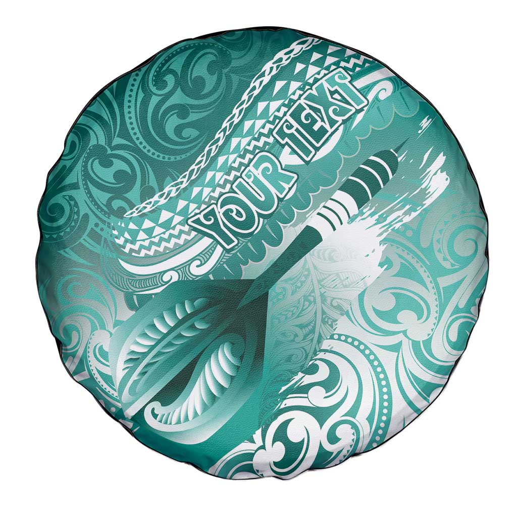 Personalised New Zealand Aotearoa Darts Masters Spare Tire Cover Maori Art Tattoo with Tribal Dart Symbol Teal Color LT03 - Polynesian Pride